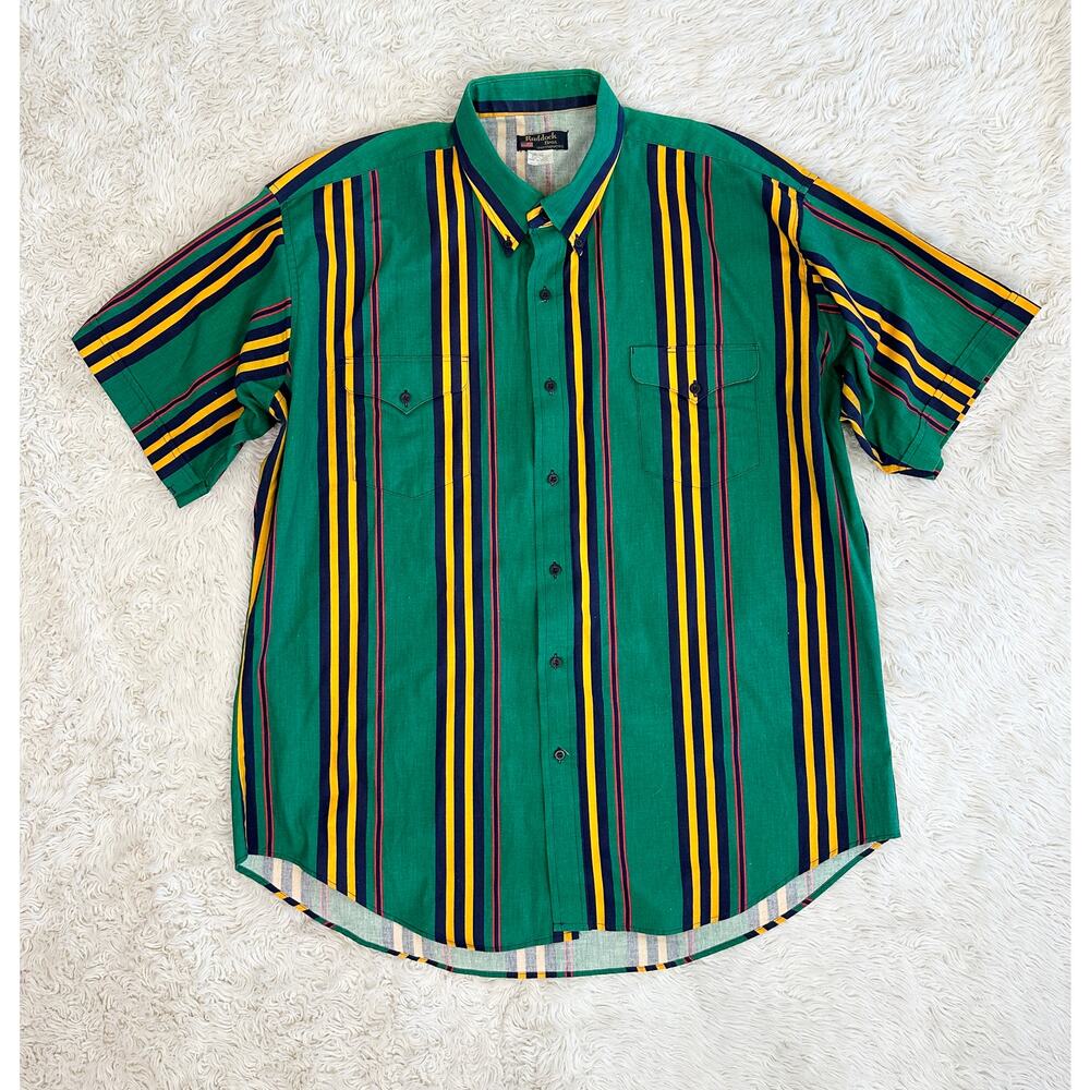 Vintage Cotton Western Stripe Shirt 18 XLT